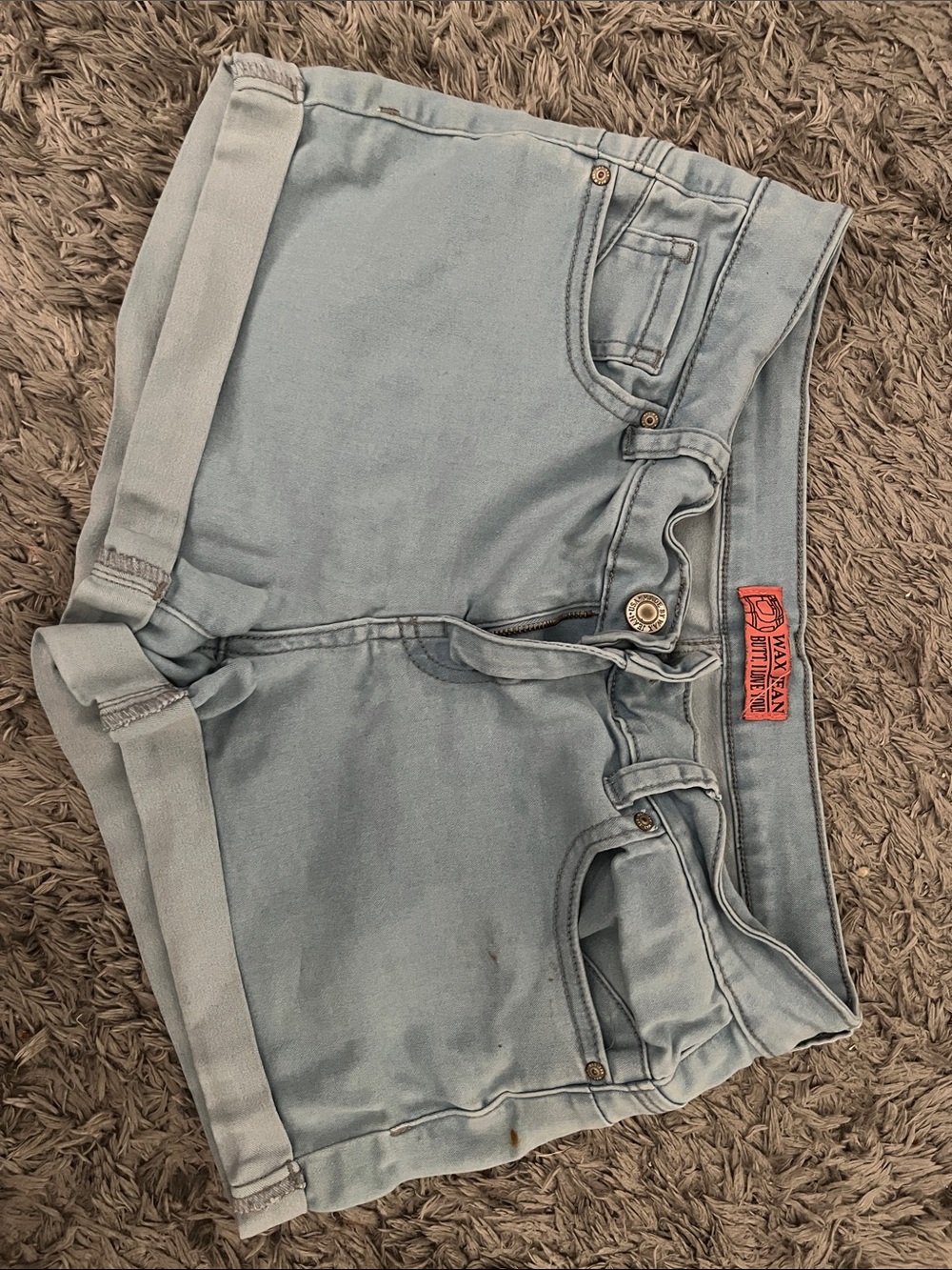 Wax Jean Light Blue Cuffed Denim Shorts
